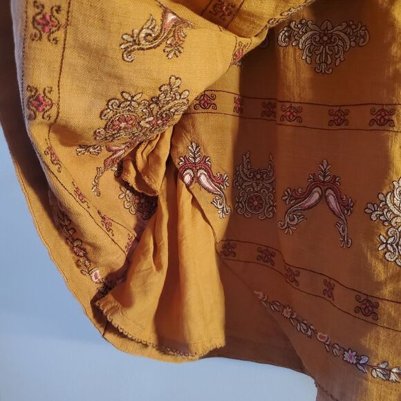 Anthropologie Meghan Embroidered Pocketed Wrap Mini Skirt US Size 10 Boho Indie - Picture 7 of 16